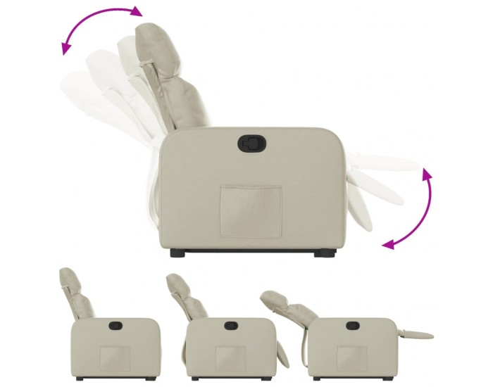 Sonata H Изправящ реклайнер стол, кремав, изкуствена кожа