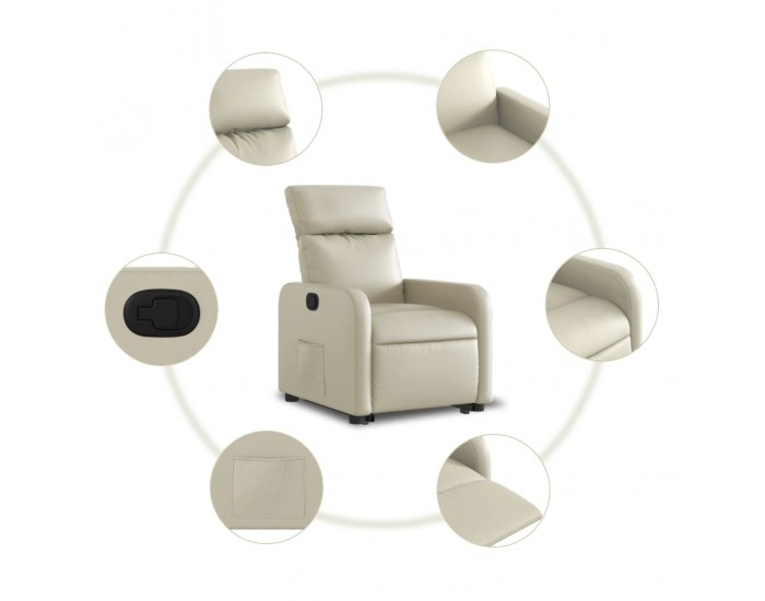 Sonata H Изправящ реклайнер стол, кремав, изкуствена кожа