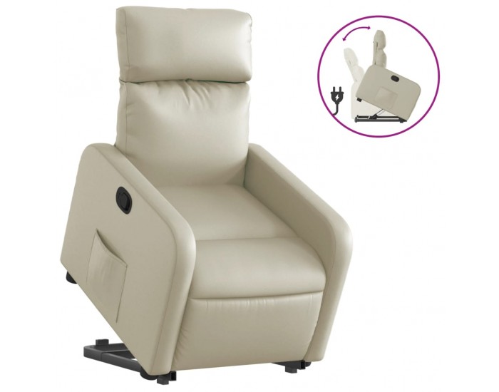 Sonata H Изправящ реклайнер стол, кремав, изкуствена кожа