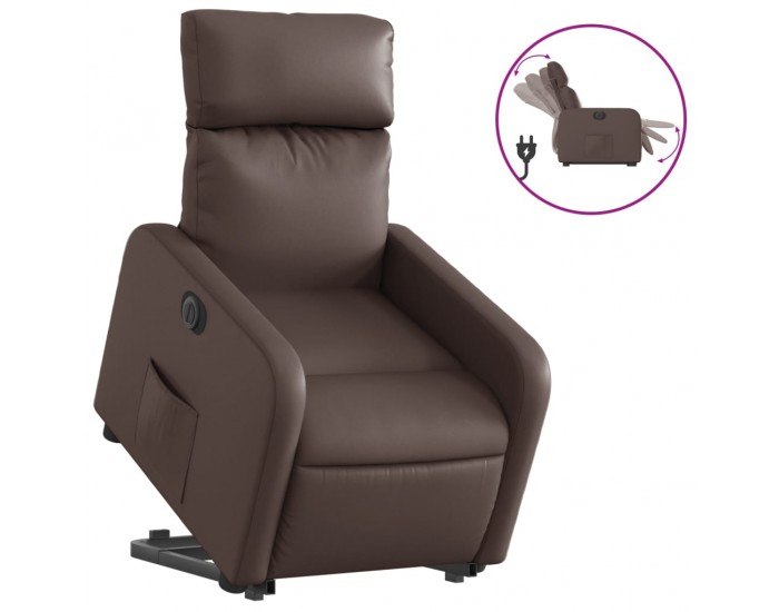 Sonata H Електрически изправящ реклайнер стол, кафяв, изкуствена кожа