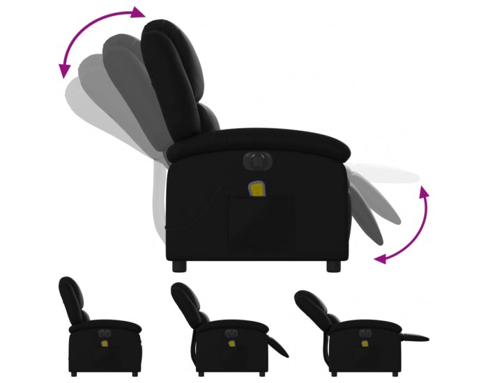 Sonata H Електрически масажен реклайнер стол, черен, изкуствена кожа