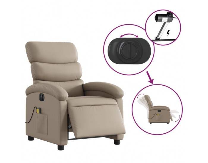 Sonata H Електрически масажен реклайнер стол, капучино, изкуствена кожа