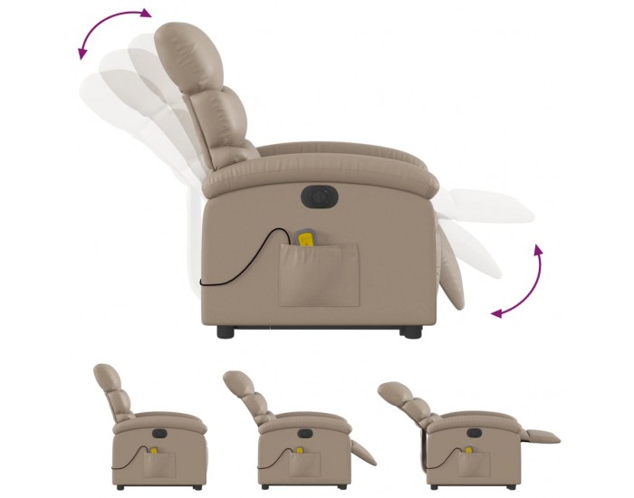 Sonata H Електрически масажен реклайнер стол, капучино, изкуствена кожа