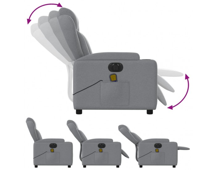 Sonata H Електрически масажен реклайнер стол, светлосив, текстил