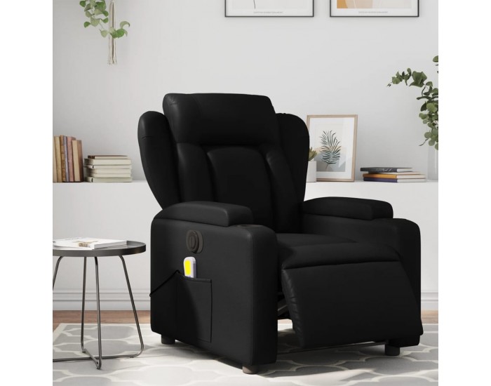 Sonata H Електрически масажен реклайнер стол, черен, изкуствена кожа