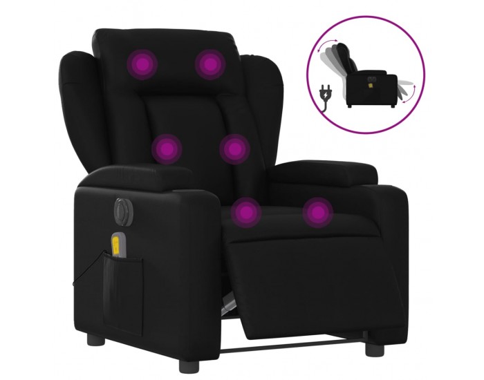 Sonata H Електрически масажен реклайнер стол, черен, изкуствена кожа