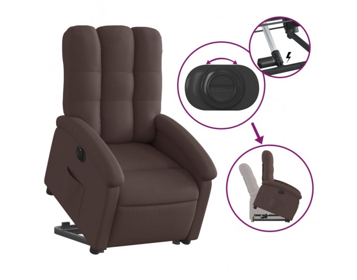 Sonata H Електрически изправящ реклайнер стол, тъмнокафяв, текстил