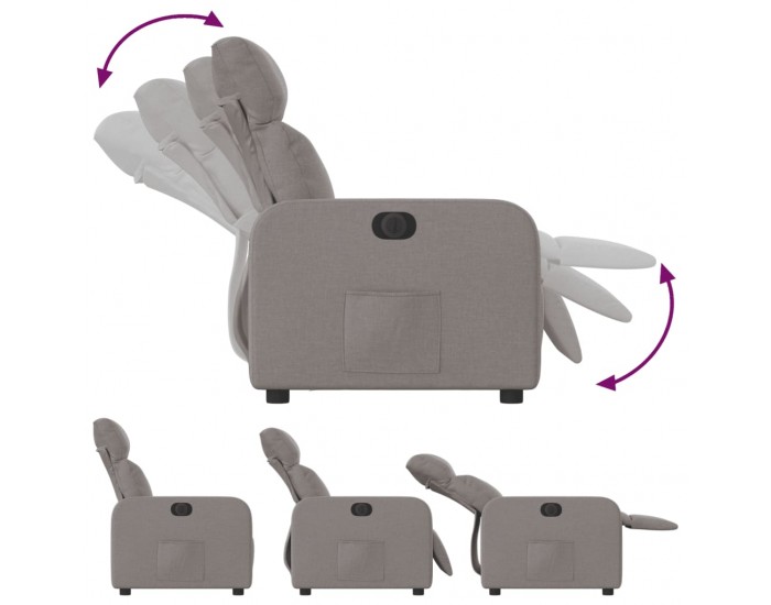 Sonata H Електрически реклайнер стол, таупе, текстил