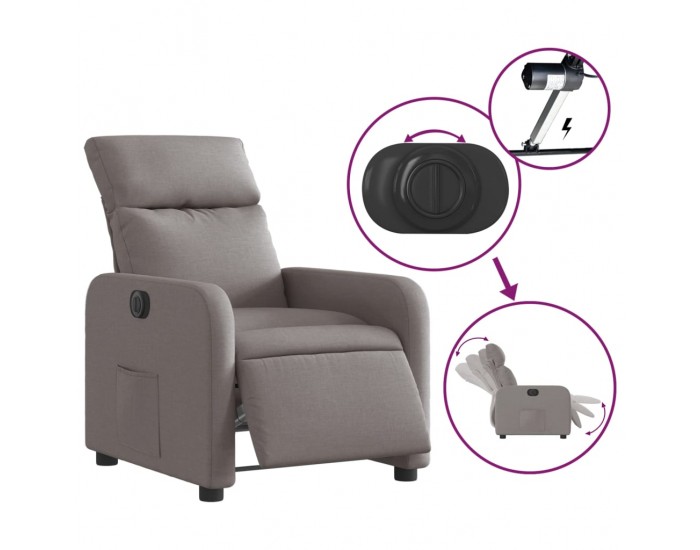 Sonata H Електрически реклайнер стол, таупе, текстил