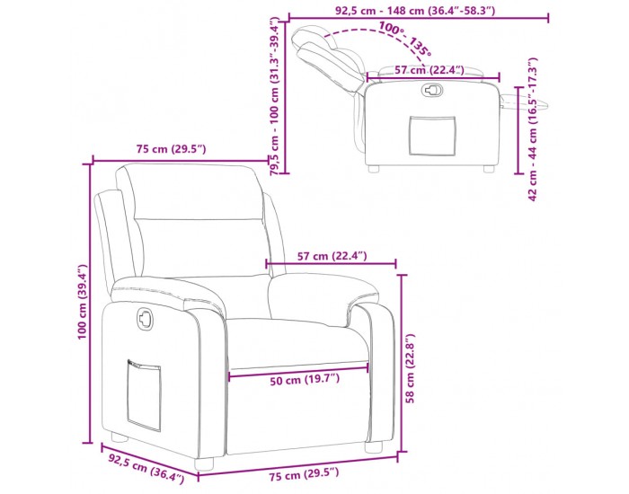 Sonata H Реклайнер, черен, изкуствена кожа