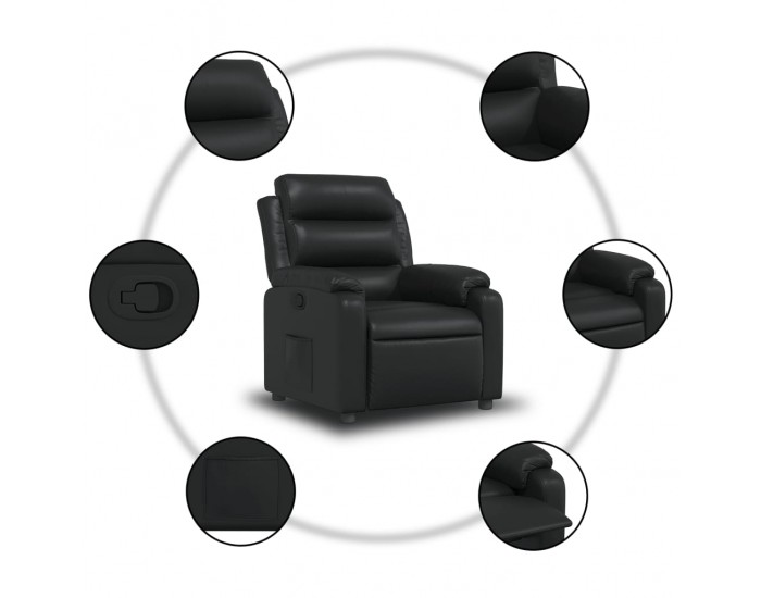 Sonata H Реклайнер, черен, изкуствена кожа