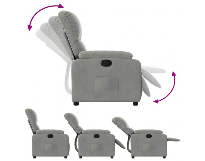 Sonata H Реклайнер стол, светлосив, микрофибърен текстил