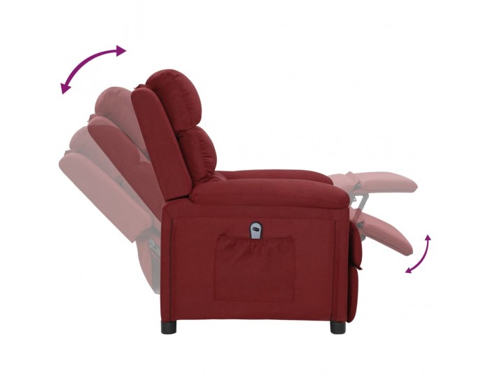 Sonata H Електрически стол реклайнер, виненочервен, текстил