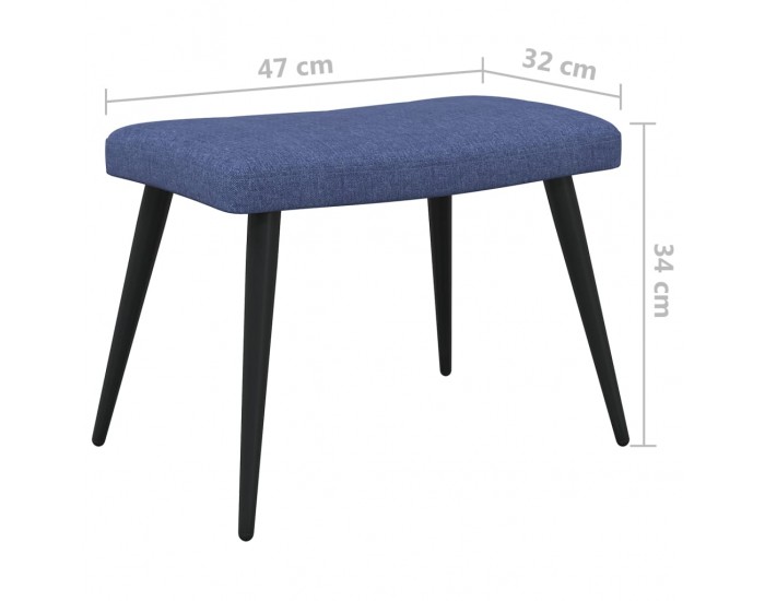 Sonata H Релаксиращ стол с табуретка, син, плат