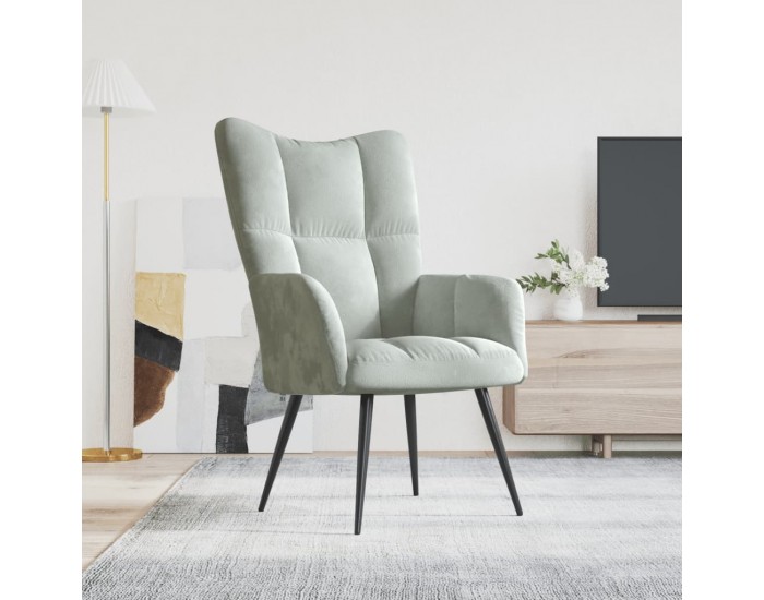 Sonata H Релаксиращ стол, светлосив, кадифе