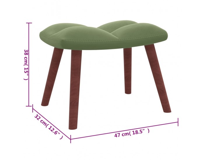 Sonata H Релакс стол с табуретка, светлозелен, кадифе