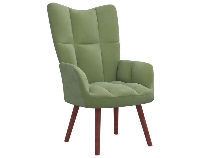 Sonata H Релакс стол с табуретка, светлозелен, кадифе