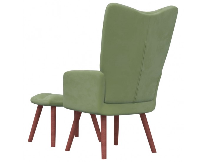 Sonata H Релакс стол с табуретка, светлозелен, кадифе