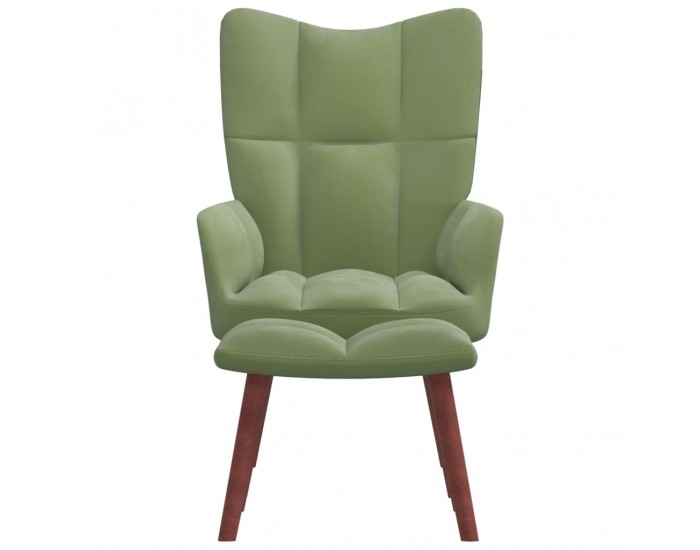 Sonata H Релакс стол с табуретка, светлозелен, кадифе