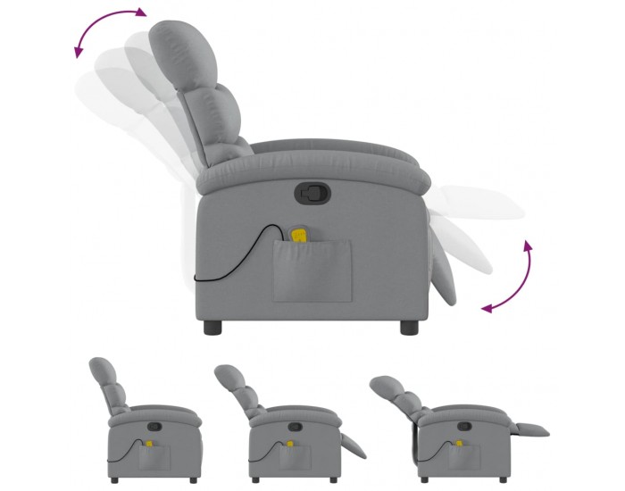 Sonata H Масажен реклайнер стол, светлосив, текстил