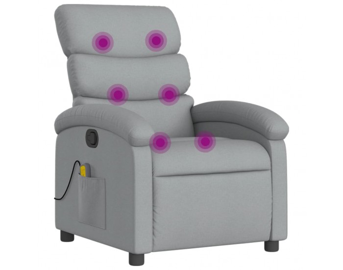 Sonata H Масажен реклайнер стол, светлосив, текстил