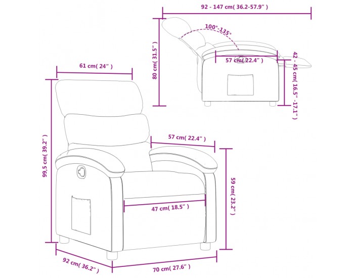 Sonata H Стол реклайнер, виненочервен, текстил