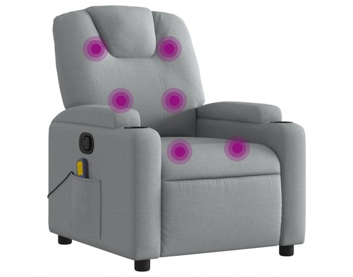 Sonata H Масажен реклайнер стол, светлосив, текстил