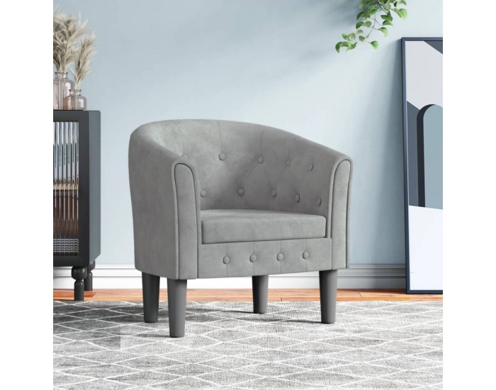 Sonata H Объл фотьойл, светлосив, кадифе