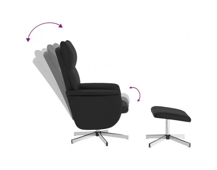 Sonata H Масажен реклайнер стол с табуретка, черен, изкуствена кожа