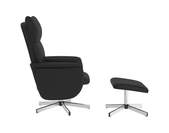 Sonata H Масажен реклайнер стол с табуретка, черен, изкуствена кожа