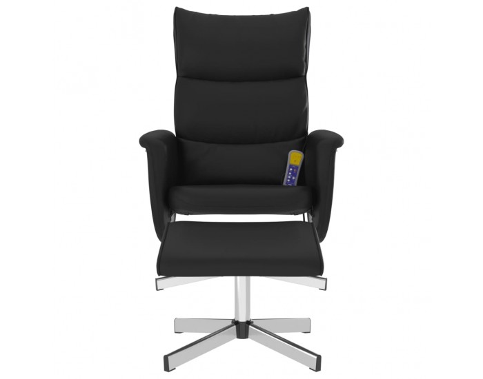 Sonata H Масажен реклайнер стол с табуретка, черен, изкуствена кожа