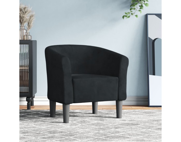 Sonata H Объл фотьойл, черна, кадифе