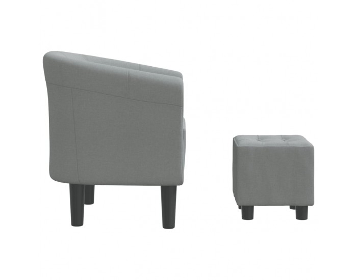 Sonata H Объл фотьойл с опора за крака, светлосив, плат