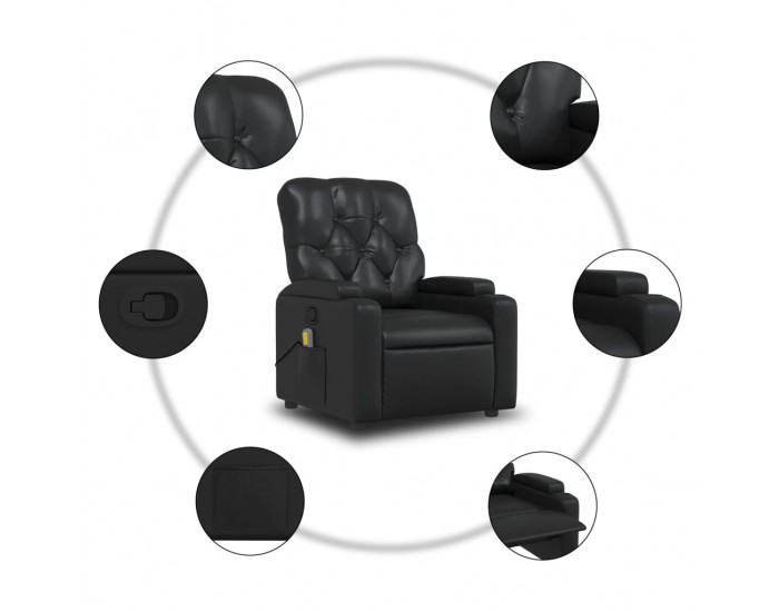 Sonata H Реклайнер, черен, изкуствена кожа