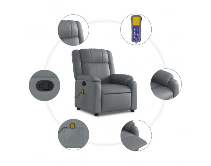 Sonata H Масажен наклоняем стол, сив, изкуствена кожа