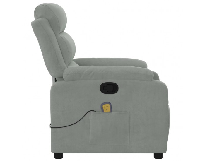 Sonata H Масажен реклайнер стол, светлосив, кадифе
