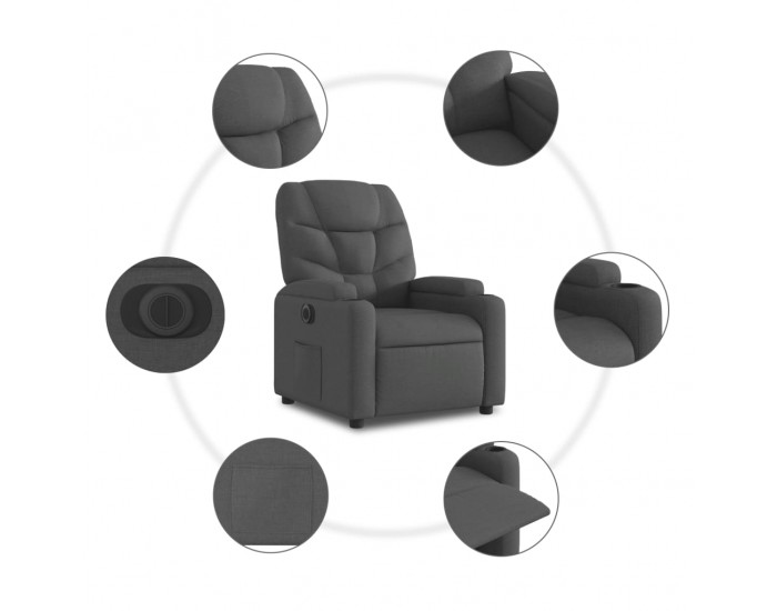 Sonata H Електрически наклоняем стол, тъмносив, текстил