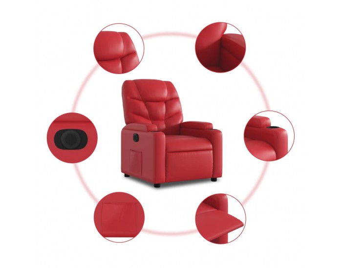 Sonata H Електрически стол реклайнер, червен, изкуствена кожа