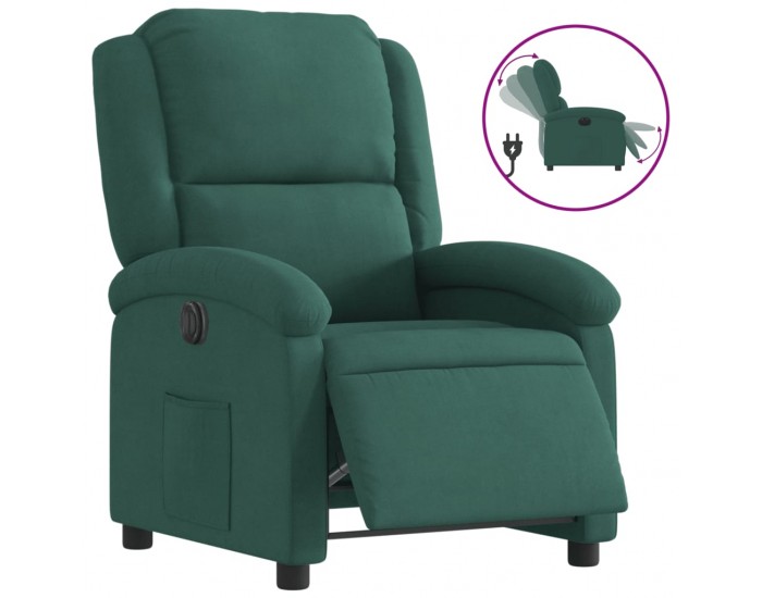 Sonata H Електрически реклайнер стол, тъмнозелен, кадифе