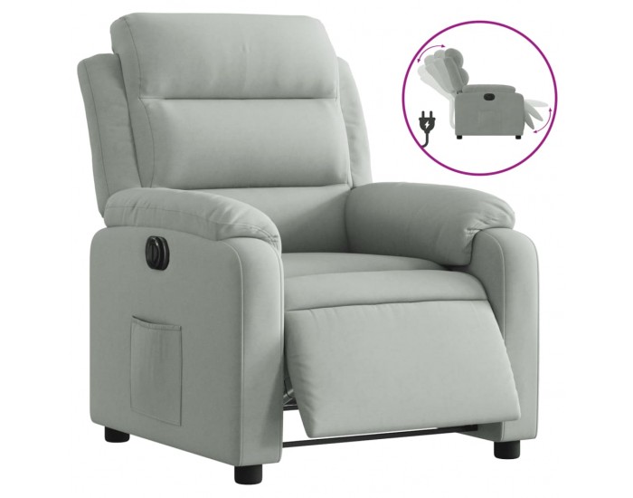 Sonata H Електрически реклайнер стол, светлосив, кадифе