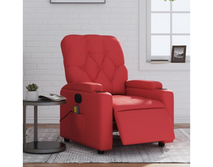 Sonata H Електрически масажен реклайнер стол, червен, изкуствена кожа