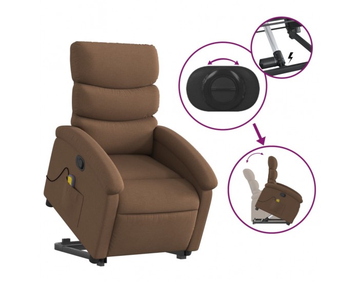 Sonata H Изправящ масажен реклайнер стол, кафяв, текстил