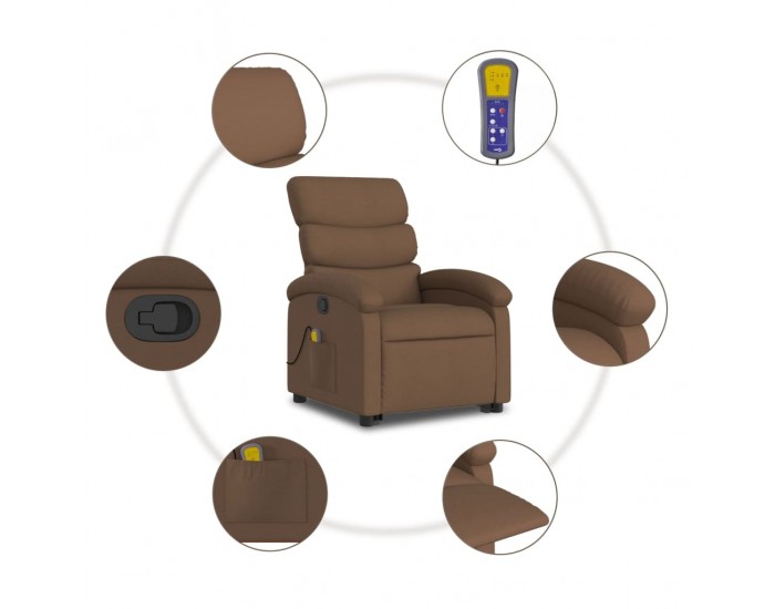 Sonata H Изправящ масажен реклайнер стол, кафяв, текстил
