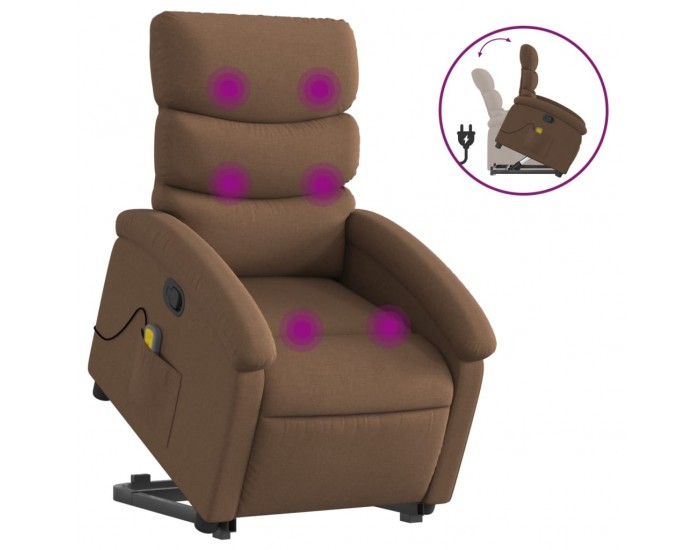 Sonata H Изправящ масажен реклайнер стол, кафяв, текстил