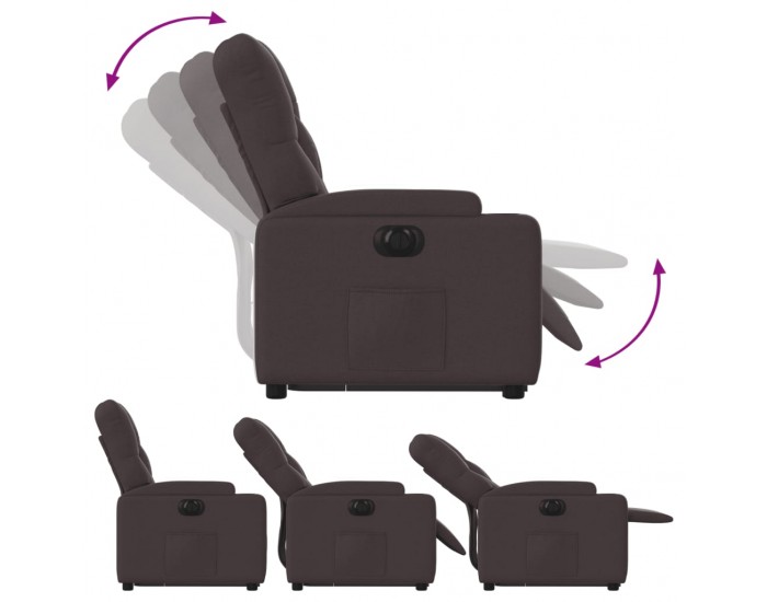 Sonata H Електрически изправящ реклайнер стол, тъмнокафяв, текстил