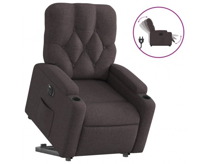 Sonata H Електрически изправящ реклайнер стол, тъмнокафяв, текстил