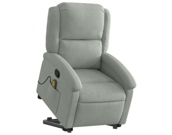 Sonata H Изправящ масажен реклайнер стол, светлосива, кадифе