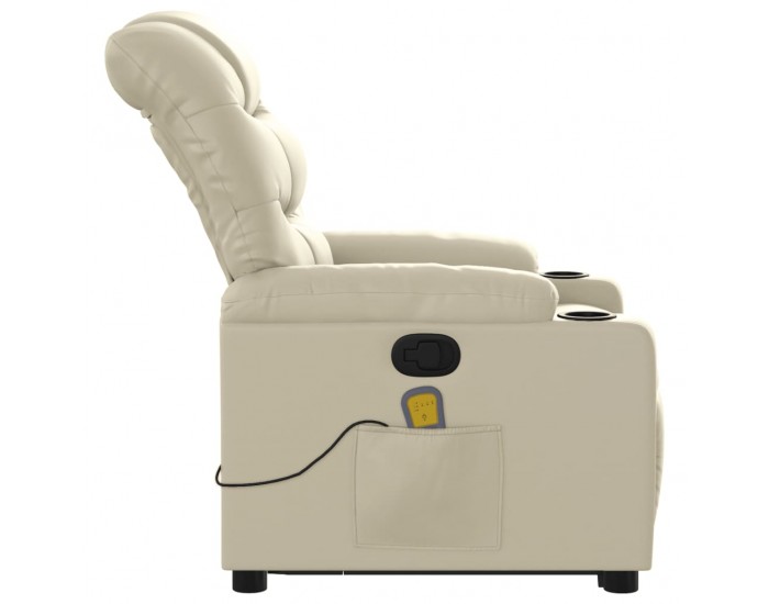 Sonata H Изправящ масажен реклайнер стол, кремав, изкуствена кожа