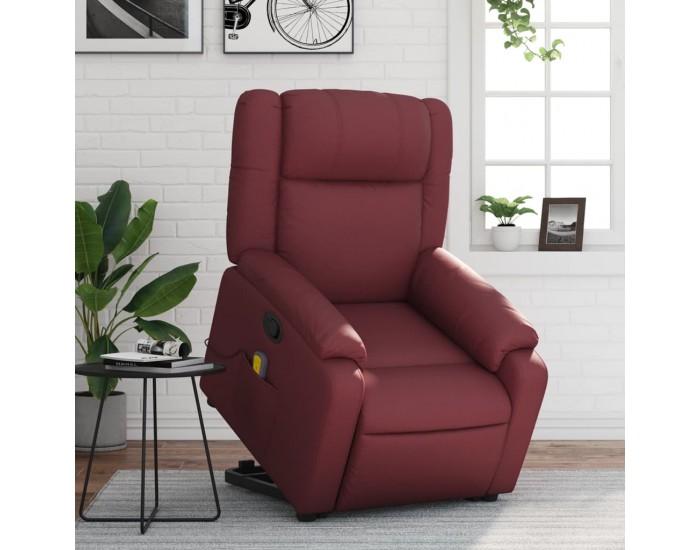 Sonata H Изправящ масажен наклоняем стол, виненочервен, изкуствена кожа