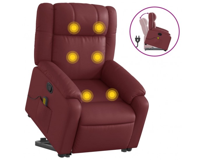 Sonata H Изправящ масажен наклоняем стол, виненочервен, изкуствена кожа